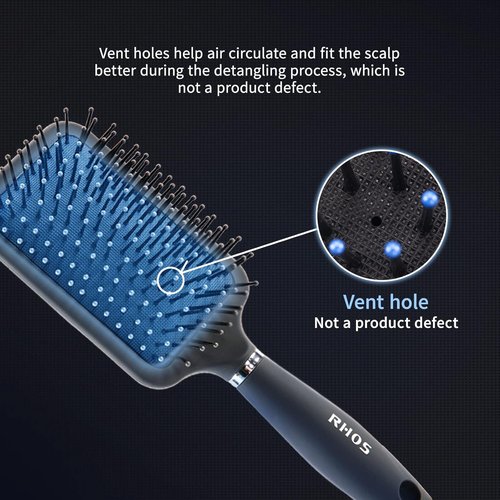 RHOS Paddle Hair Brush for Men - Detangling Brush with Nylon Bristles for All Hair Types - Blue