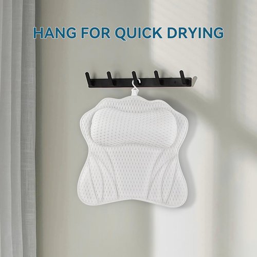 Bath Pillow Bathtub Pillow, Ergonomic Luxury Bath Pillows for Tub, Bath Tub Pillows for Head and Neck, with Soft 4D Mesh Fabric and Non-Slip Suction Cups, Relaxing Bath Accessories, Fits All Bathtub