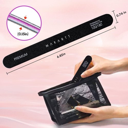 Makartt Nail File - 100/180 Grit Emery Boards for Nails, Professional Nail Files, 10pcs Double Sides Black Coarse Fingernail Filer for Acrylic and Extension Gel Removal Manicure Kit Salon Home Use