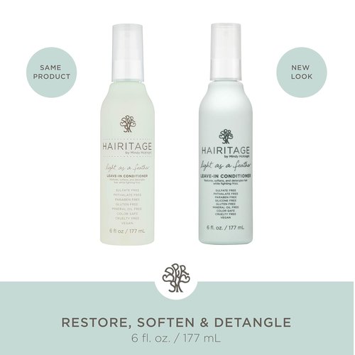 Hairitage Detangling Leave-In Conditioner Spray - Lightweight Treatment for Dry, Curly & Frizzy Hair - Sulfate Free, Cherry + Amber Scent, 6 Fl oz