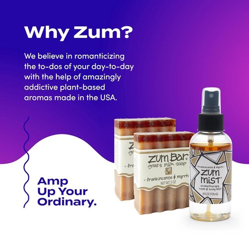 Indigo Wild Zum Bundle | Goat's Milk Soaps & Room Spray - Frankincense & Myrrh Scent - 2 Bars (3 oz) + 1 Mist (4 fl oz)
