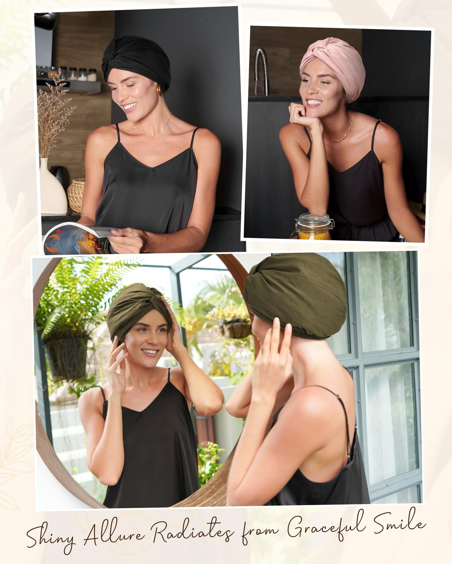 YANIBEST Silk Bonnet for Sleeping Women Satin Bonnet Turbans for Women Head Wraps Adjustable Twisted Headwrap Blush Pink