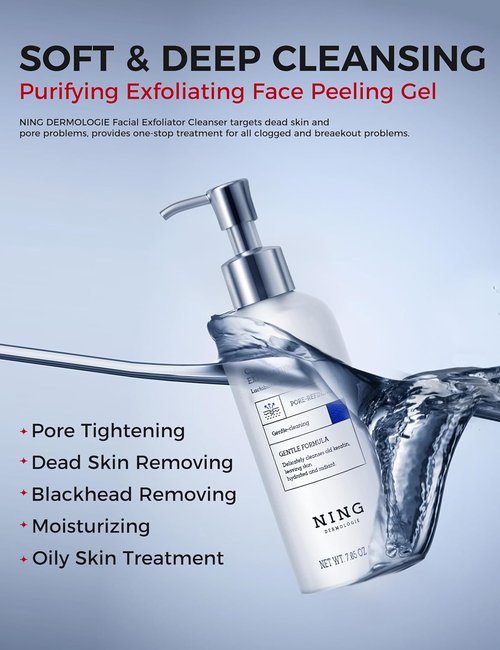 NING DERMOLOGIE Peeling Gel - Korean Face Exfoliator with PHA & AHA | 7.05oz for Smooth Skin & Pore Care