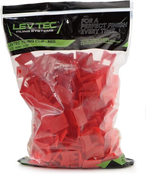 Russo Tile Leveling Clips - 132 Inch (1mm) Red | 250 Pieces for Perfect Tile Alignment