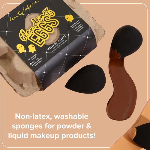 Beauty Bakerie Blending Egg | Latex-Free Makeup Sponge Applicator Set - 6 Pack in Black Egg-cellence