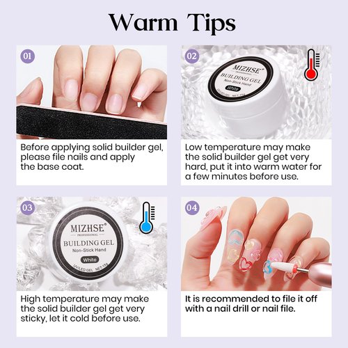MIZHSE Solid Builder Gel, Non-Sticky White Sculpting Gel for Nails, 3D Nail Art Building Carving Modeling Hard Nail Extension Soak Off U V/LED Salon Home DIY 15g/0.5oz