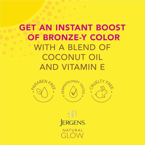 Jergens Natural Glow Instant Sun Tanning Moisturizer - Lightweight Bronzer for Deep Bronze Color, 6 Oz