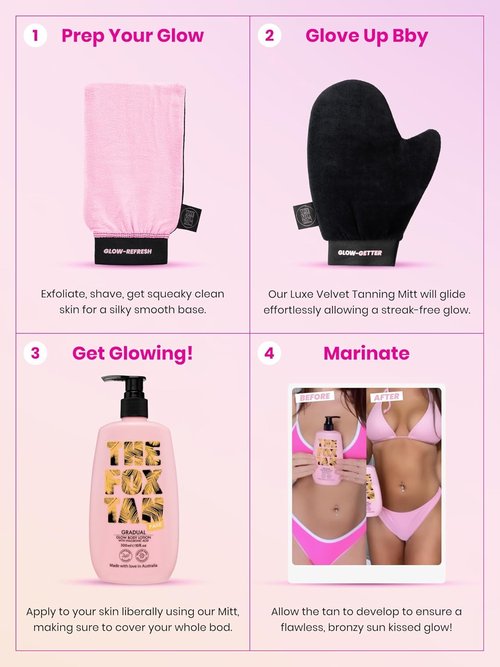 Fox Tan Gradual Glow Body Lotion - Moisturizing Self-Tanner With Hyaluronic Acid | 300mL, Vegan & Cruelty-Free