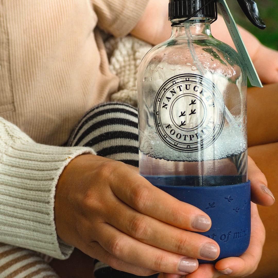 Skiennix Empty Clear Glass Spray Bottles - 16 Oz Refillable Silicone Spray Bottle for Cleaners
