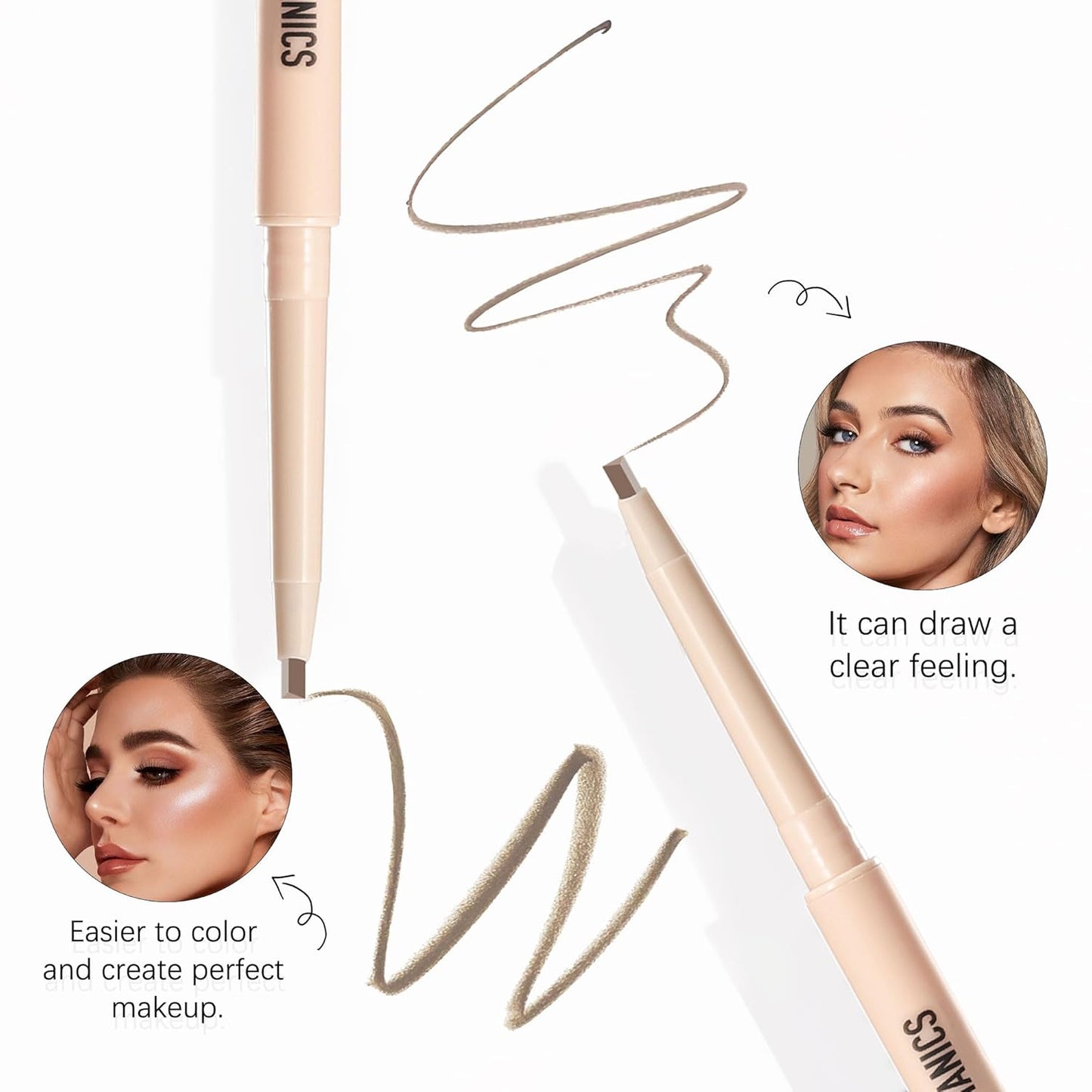 Skiennix Eyebrow Pencil - Waterproof Medium Brown with Dual-Sided Brush | Organic Ingredients