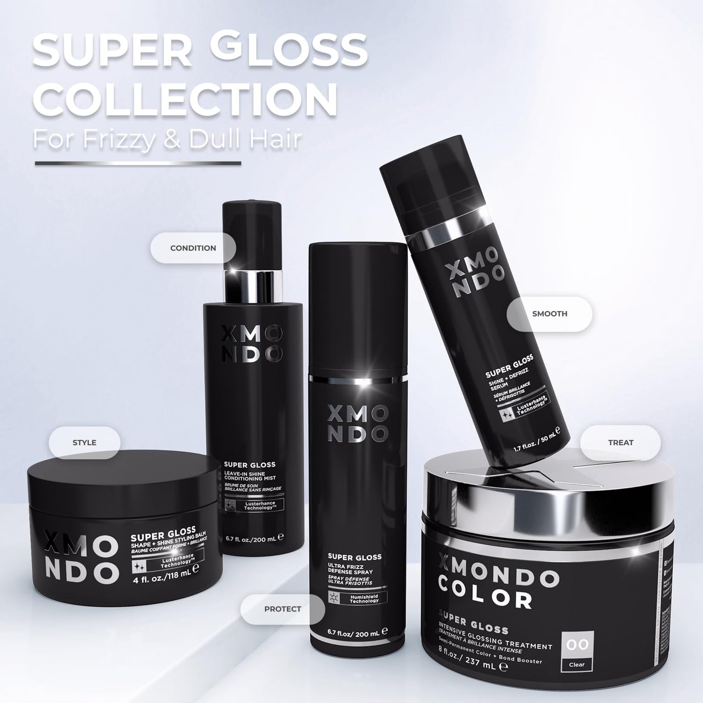 XMONDO Hair Super Gloss Serum - Instant Shine & Defrizz | Softens Dry Ends, Adds Mirror Finish