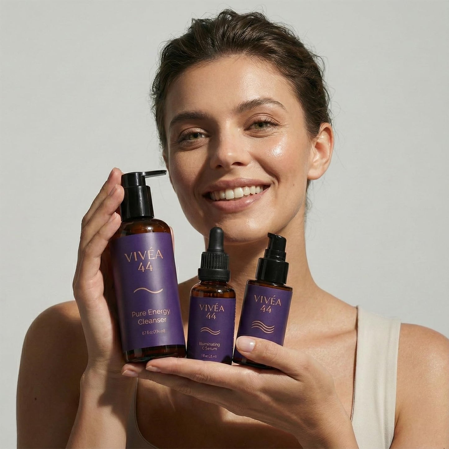 Vivéa Ritual Skincare Set - 3-Piece Daily Hydrating & Brightening Routine with Cleanser, Serum & Moisturizer - Vegan & Cruelty-Free + Gua Sha