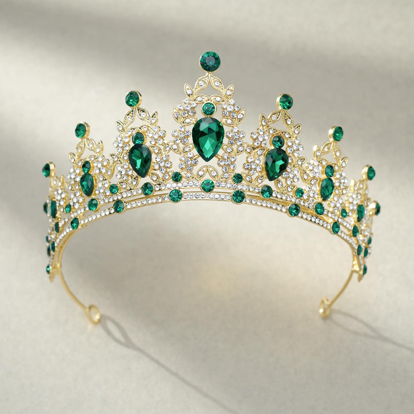 SWEETV Green Queen Crown and Princess Tiaras Adult,Crystal Crown for Women and Girls, Headband for Bride Wedding Bridal Birthday Quinceanera Pageant Party Prom,Halloween Costume Cosplay Accessories