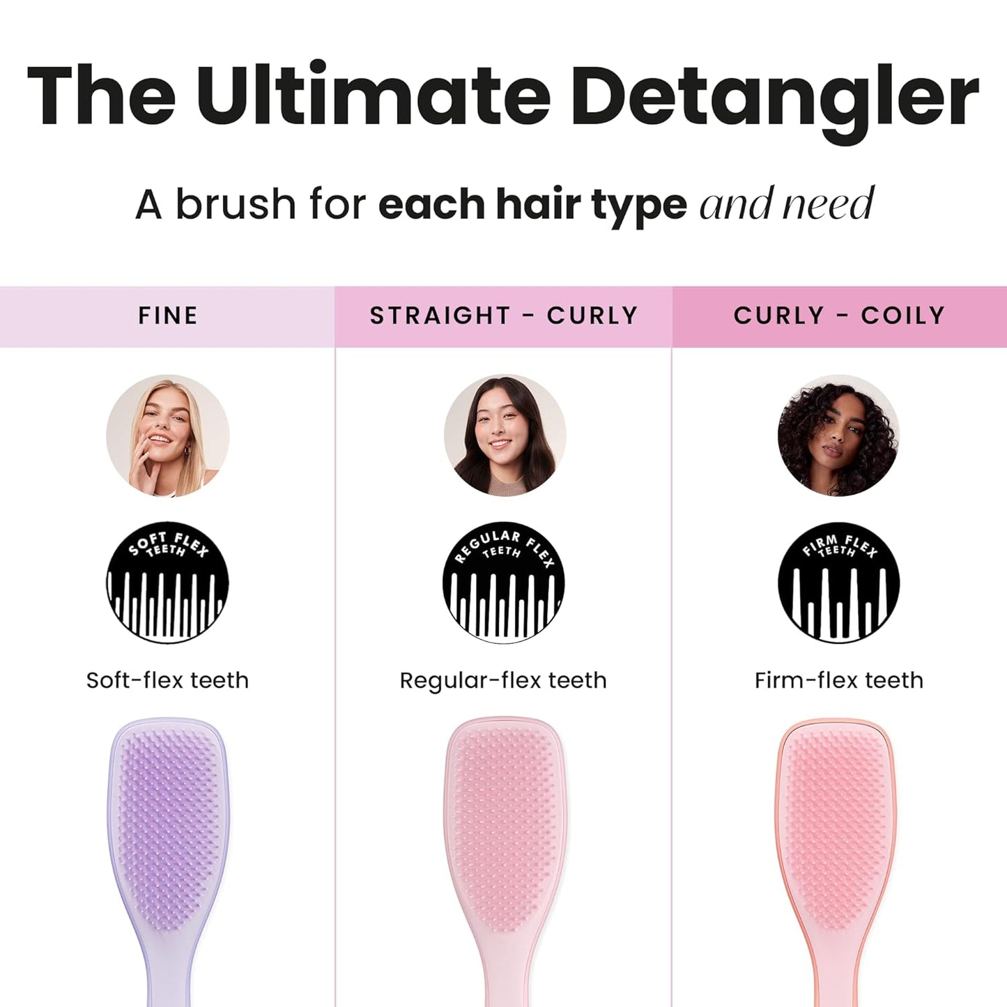 Tangle Teezer Fine and Fragile Ultimate Detangler Hairbrush for Coloured, Fine & Thin Hair - Two-Tiered Soft Flex Teeth Reduce Breakage & Pulling - Gentle on Delicate Hair - Hypnotic Heather