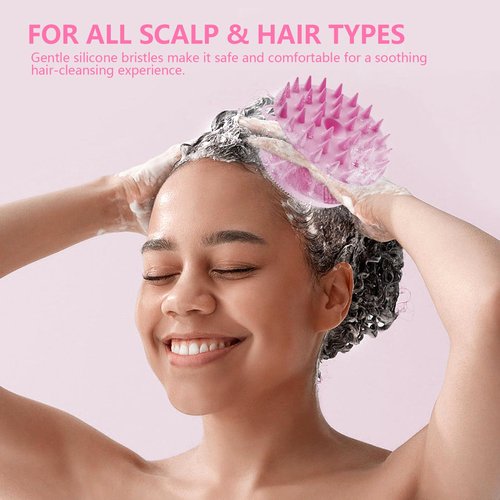 BEAUTAIL 2 in 1 Silicone Brush, Body Shower Scrubber and Scalp Hair Massager Shampoo Brush, Deeply Cleanse Skin, Dandruff Removal and Hair Growth, Gentle for Women Men Sensitive Skin, 1 Pack (Lilac)