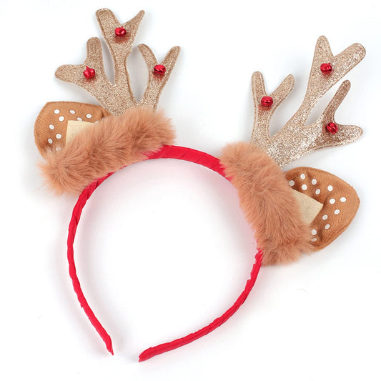 TOKUFAGU Christmas Reindeer Antlers Headband Headwear Girls Headbands Sequins Party Head Band Women Hair Accessory (Antlers)