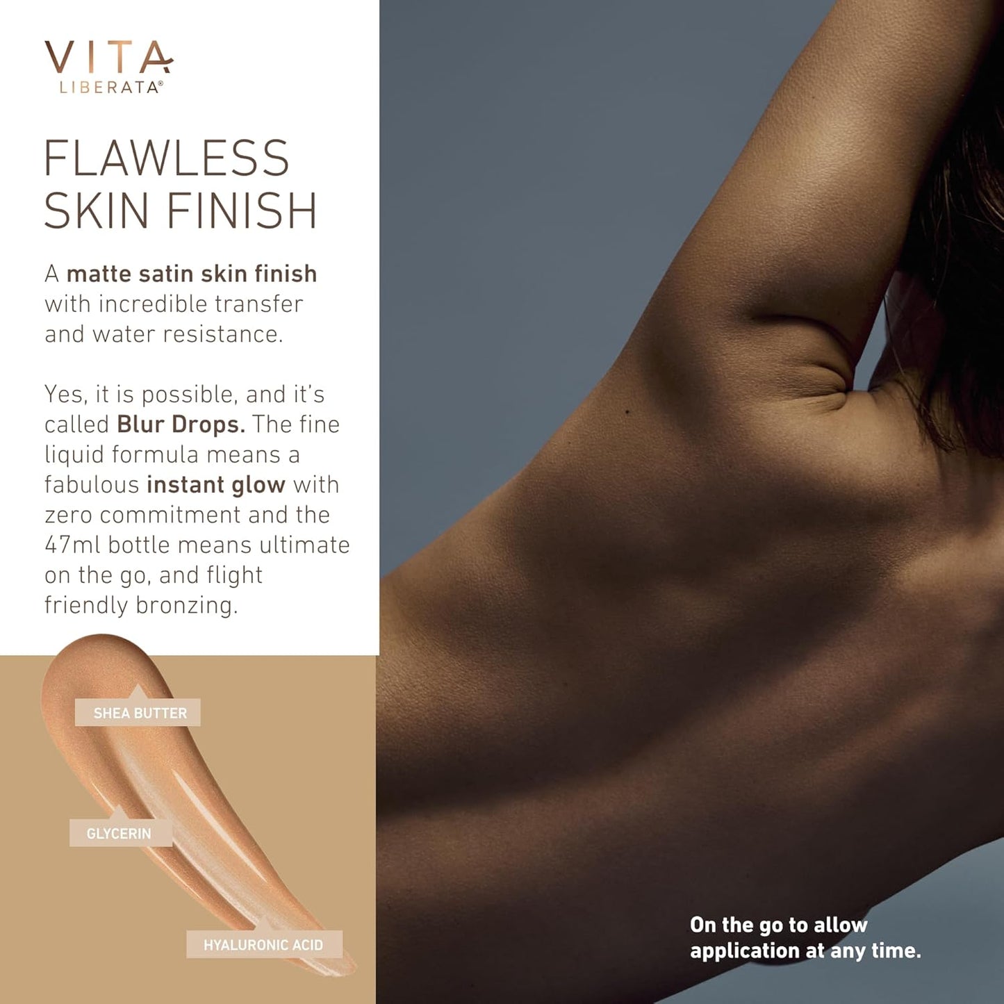 VITA LIBERATA Everyday Body Blur Drops - Medium 1.59 Fl Oz | Water-Resistant Body Makeup for Matte Satin Finish