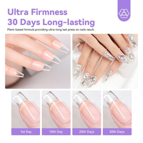 SAVILAND 30G Solid Nail Glue Gel: 2 PCS Gel Nail Glue for Acrylic Nails Strong Adhesive Solid Rhinestone Gel for Fake Nails Tips Women Home Salon DIY U V LED Lamp Cured