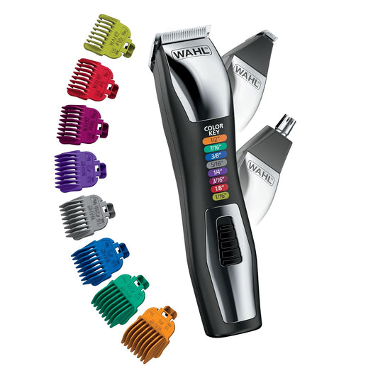 Wahl Color Pro Rechargeable Cordless Beard Trimmer - Color Coded with Eyebrow & Nose Hair Trimmer