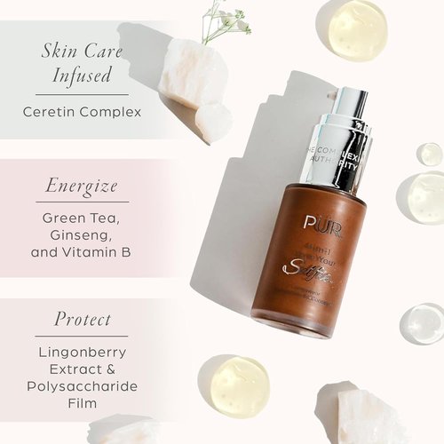 PÜR MINERALS 4-in-1 Love Your Selfie Foundation - Longwear Full Coverage Liquid Makeup for Natural Glow