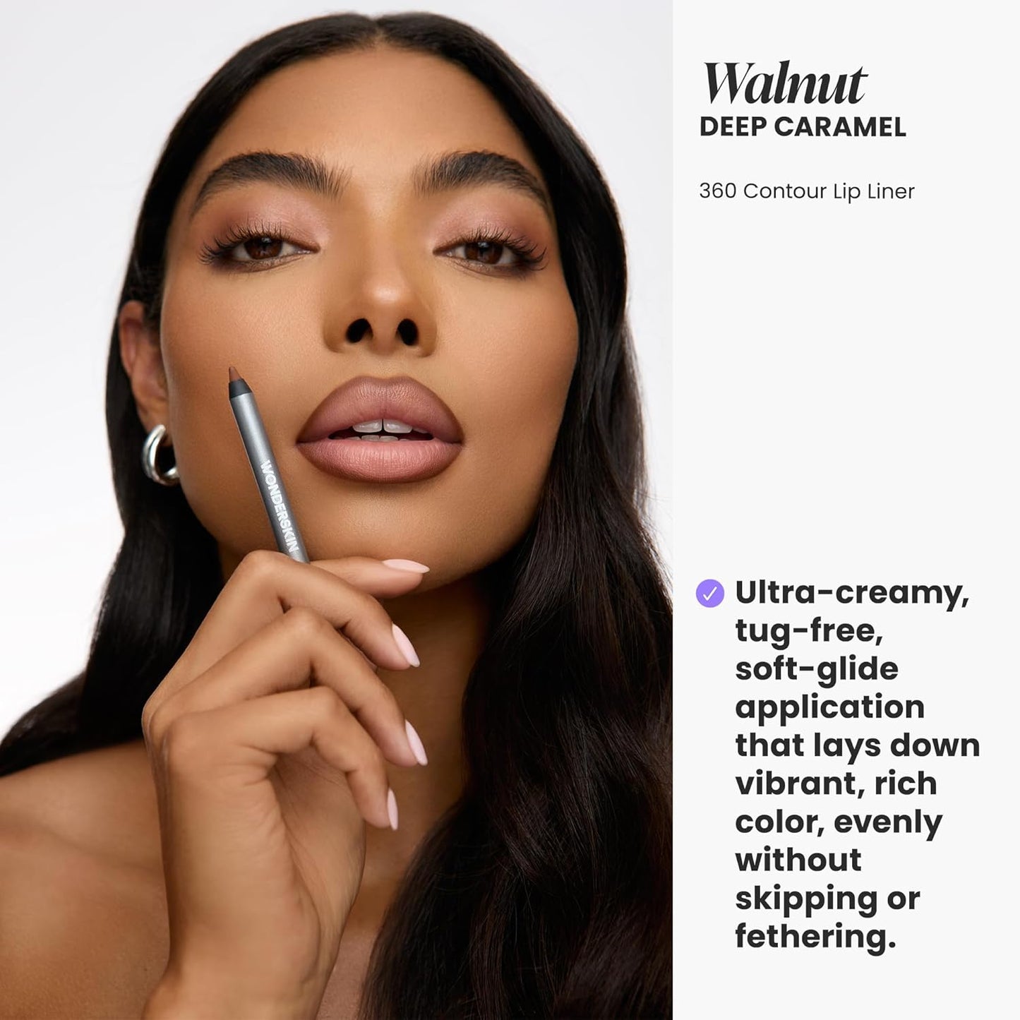 Wonderskin Lipliner Pencil - Waterproof & Transfer-Proof Long-Lasting Nude Lip Liner (Walnut)
