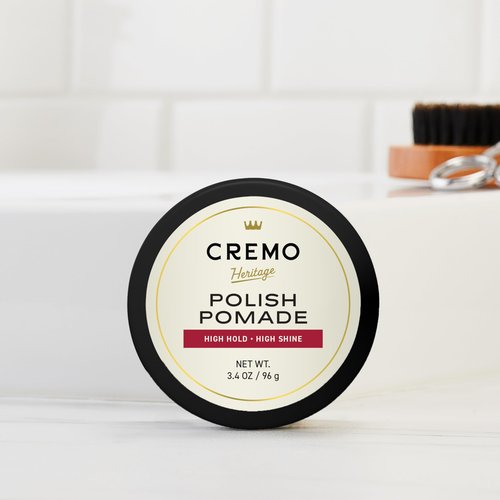 Cremo Hair - Premium Barber Grade Pomade, High Hold & Shine, Hair Styling, 4 Oz