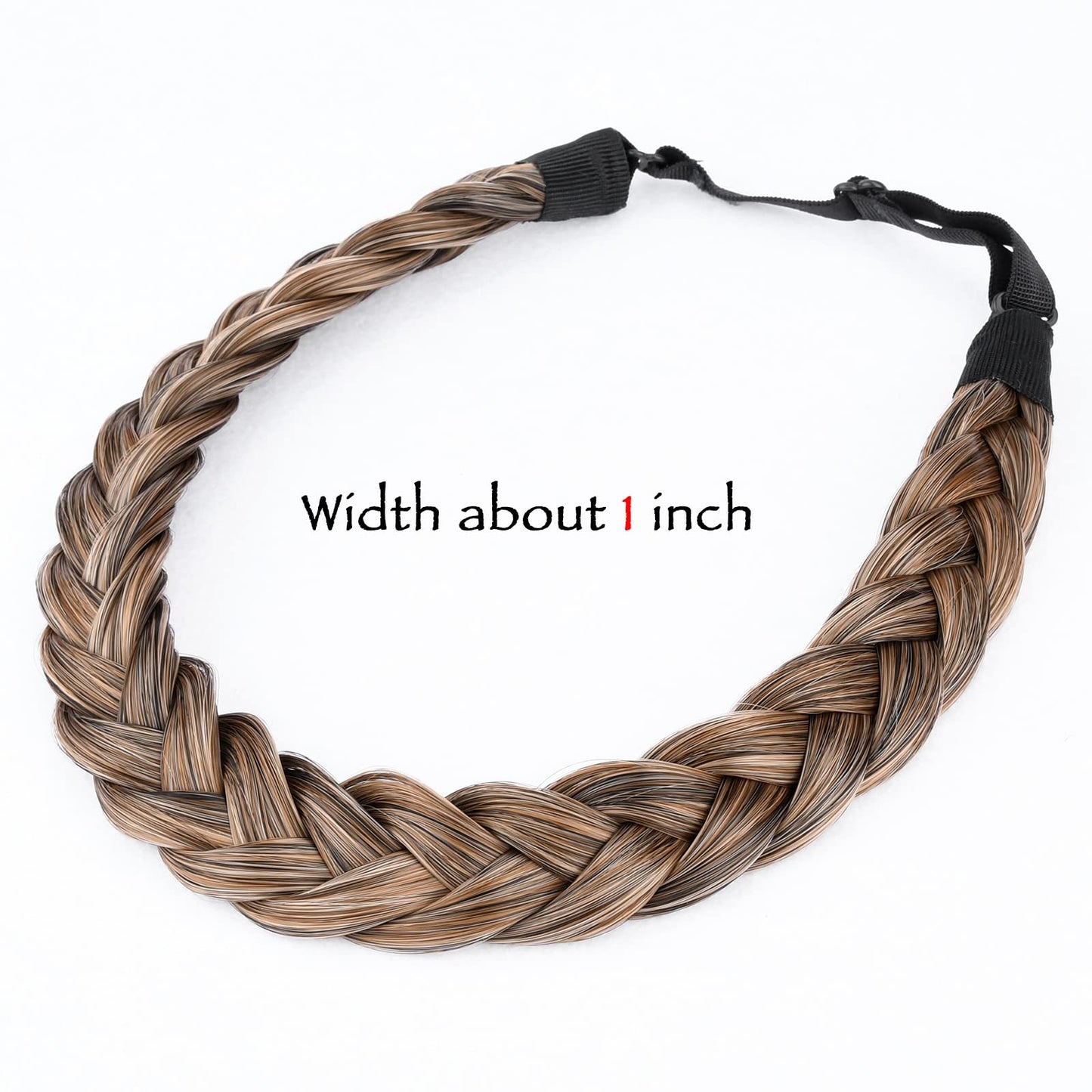 DIGUAN Synthetic Hair Braided Headband Wide Plaited Braids Hairpiece Women Girl Beauty accessory, 55g (Dark Golden Blonde)