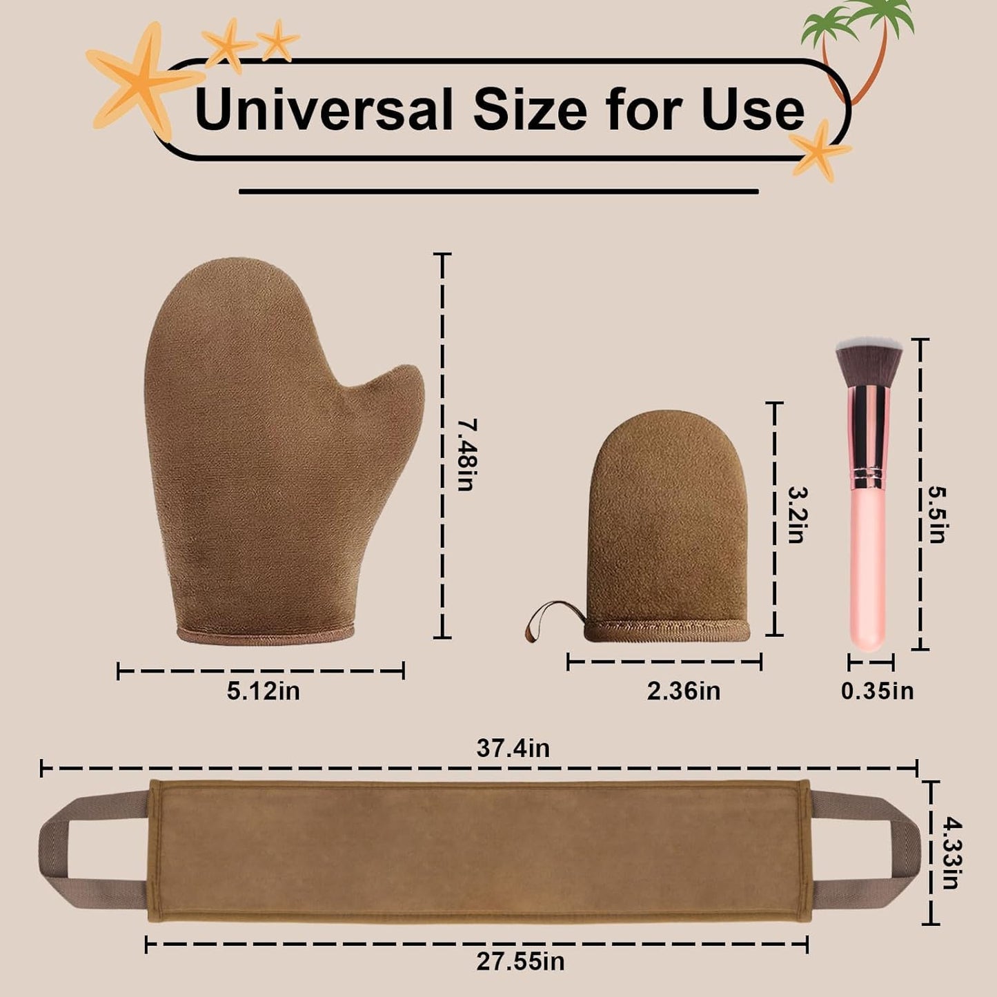 Skiennix Self Tanner Mitt Applicator Kit - Streak-Free, Reusable & Washable | 4 Pcs for Face & Body