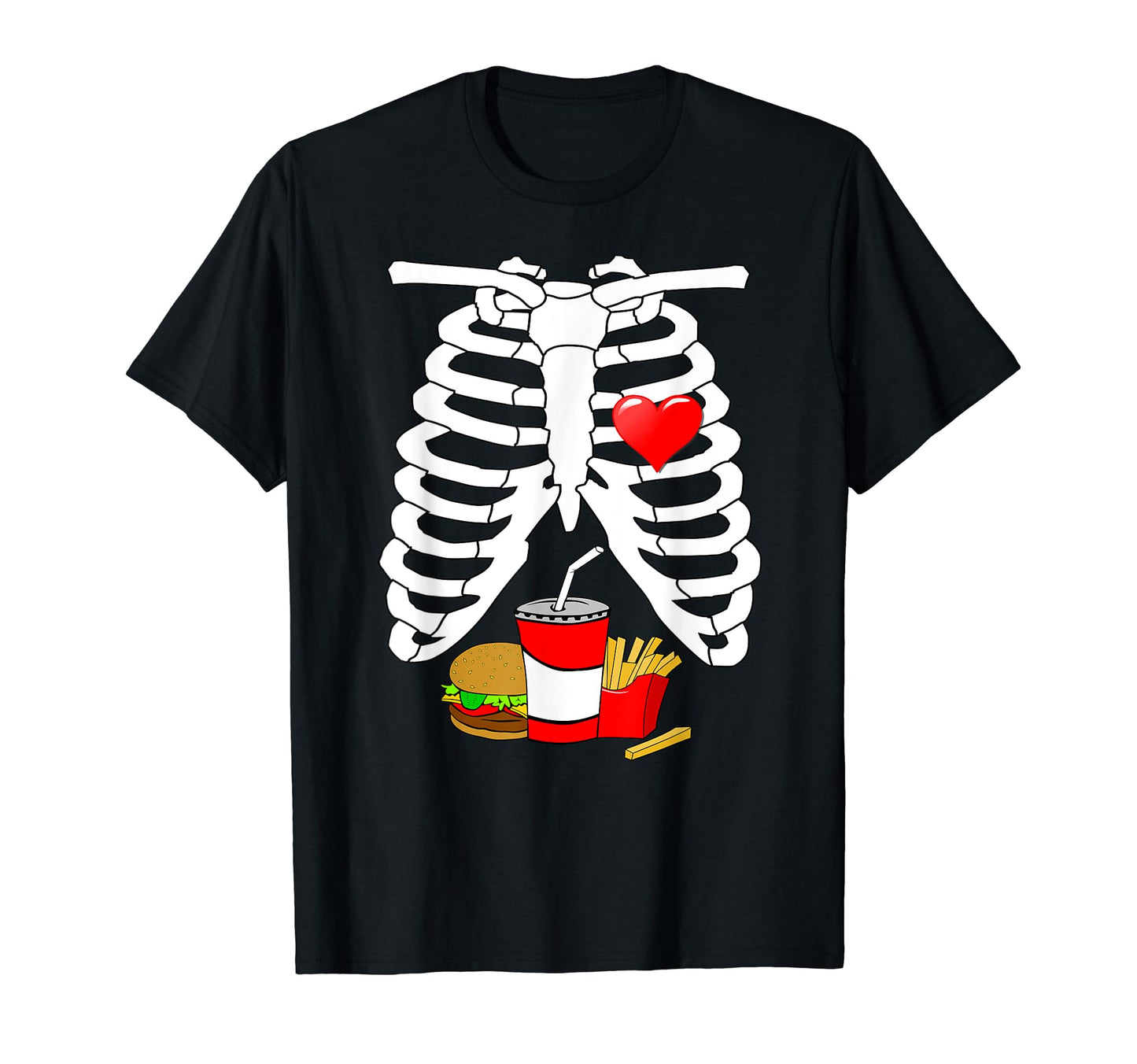 X-ray Skeleton Ribs Halloween Junk Food Costume T-Shirt