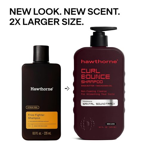 Hawthorne Curl Bounce Shampoo & Conditioner Set - Sulfate-Free, Nourishing Formula with Shea Butter & Macadamia Oil | 16 oz Each