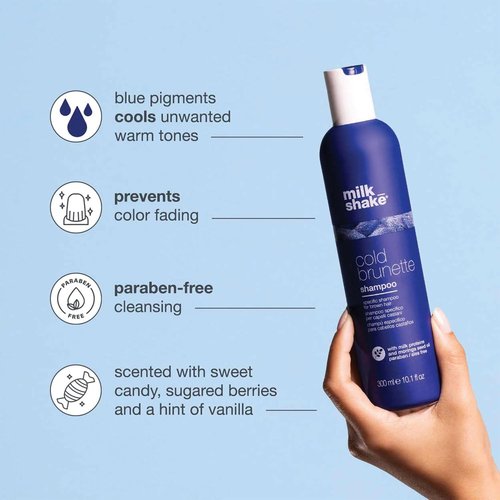 Milk_Shake Cold Brunette Shampoo - Toning Shampoo with Blue Pigment | Strengthens, Boosts Shine & Extends Color | SLS/SLES-Free