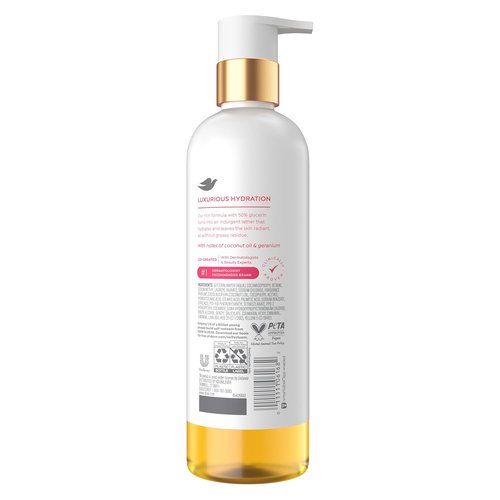 Dove Serum+ Shower Oil Body Wash - Hydrating Cleanser with Coconut & Geranium Oil | 15.3 fl oz