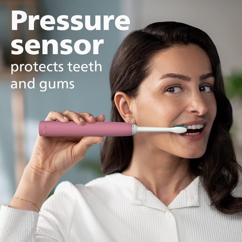 Philips Sonicare 3100 Power Toothbrush - Rechargeable Electric Toothbrush with Pressure Sensor | Deep Pink HX3681/06