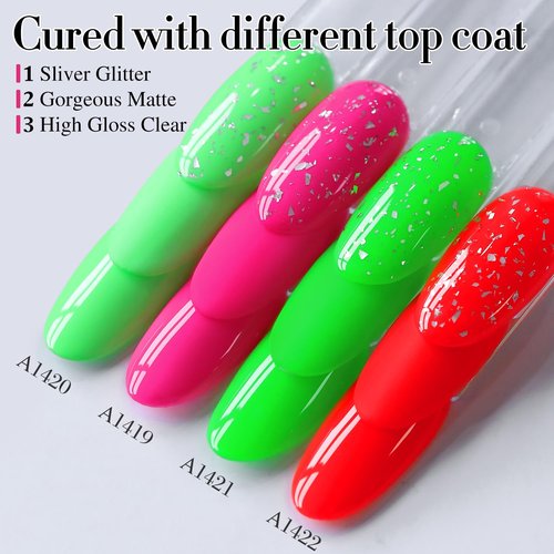 Double Rhythm 15ML Gel Nail Polish Pure Sheer Same Color Same Bottle Soak Off Gel Polish Art Manicure Salon DIY at Home for Women (Neon Red-A1422)