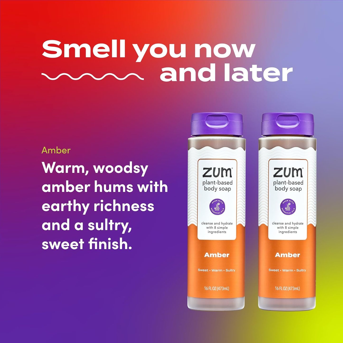 Zum Body Soap - Amber Scent - Nourishing Formula | 16 fl oz (2 Pack)