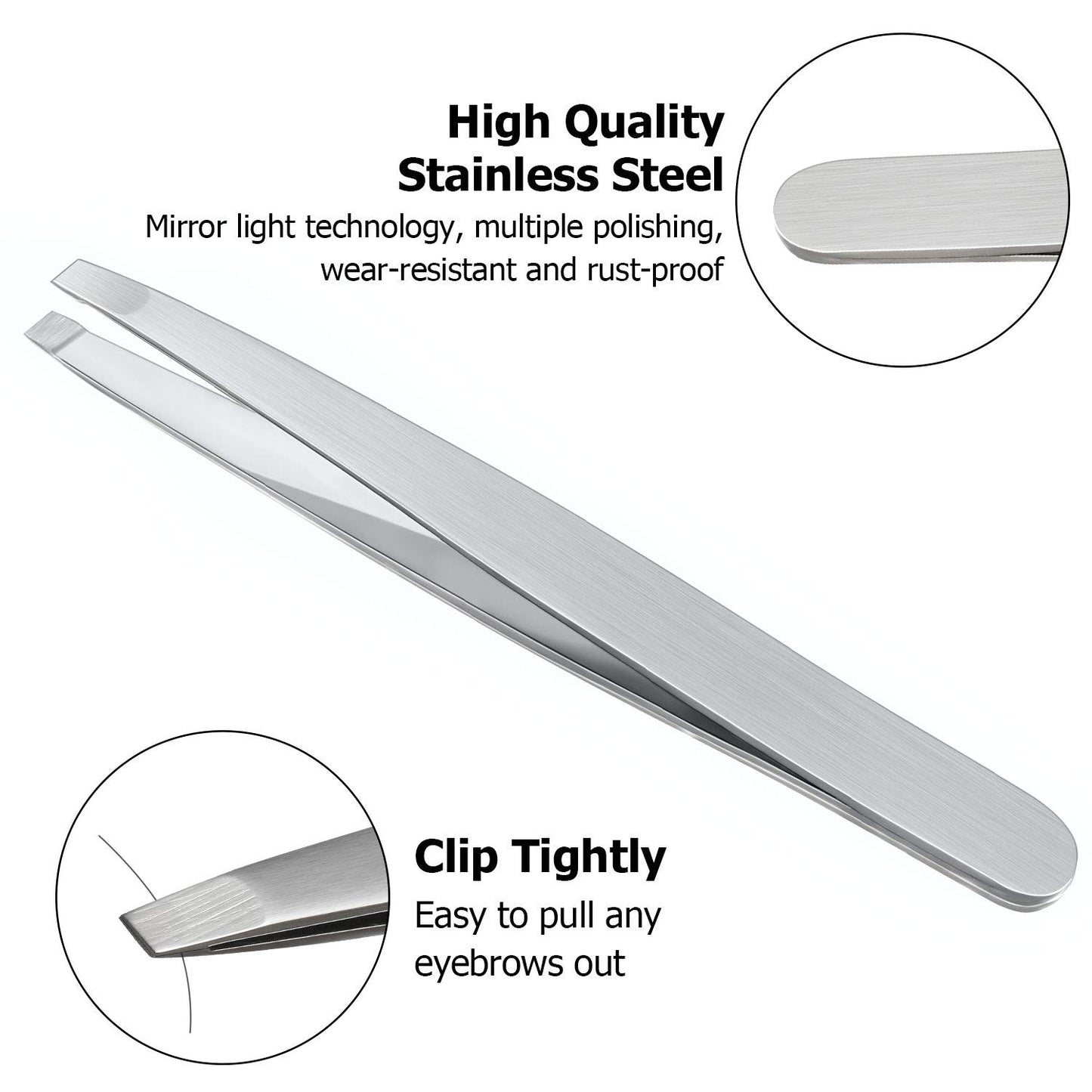 Mudder 12 Pcs Eyebrow Tweezers Set for Facial Hair Stainless Steel Slant Tip Tweezers in Bulk for Men and Women(Silver)