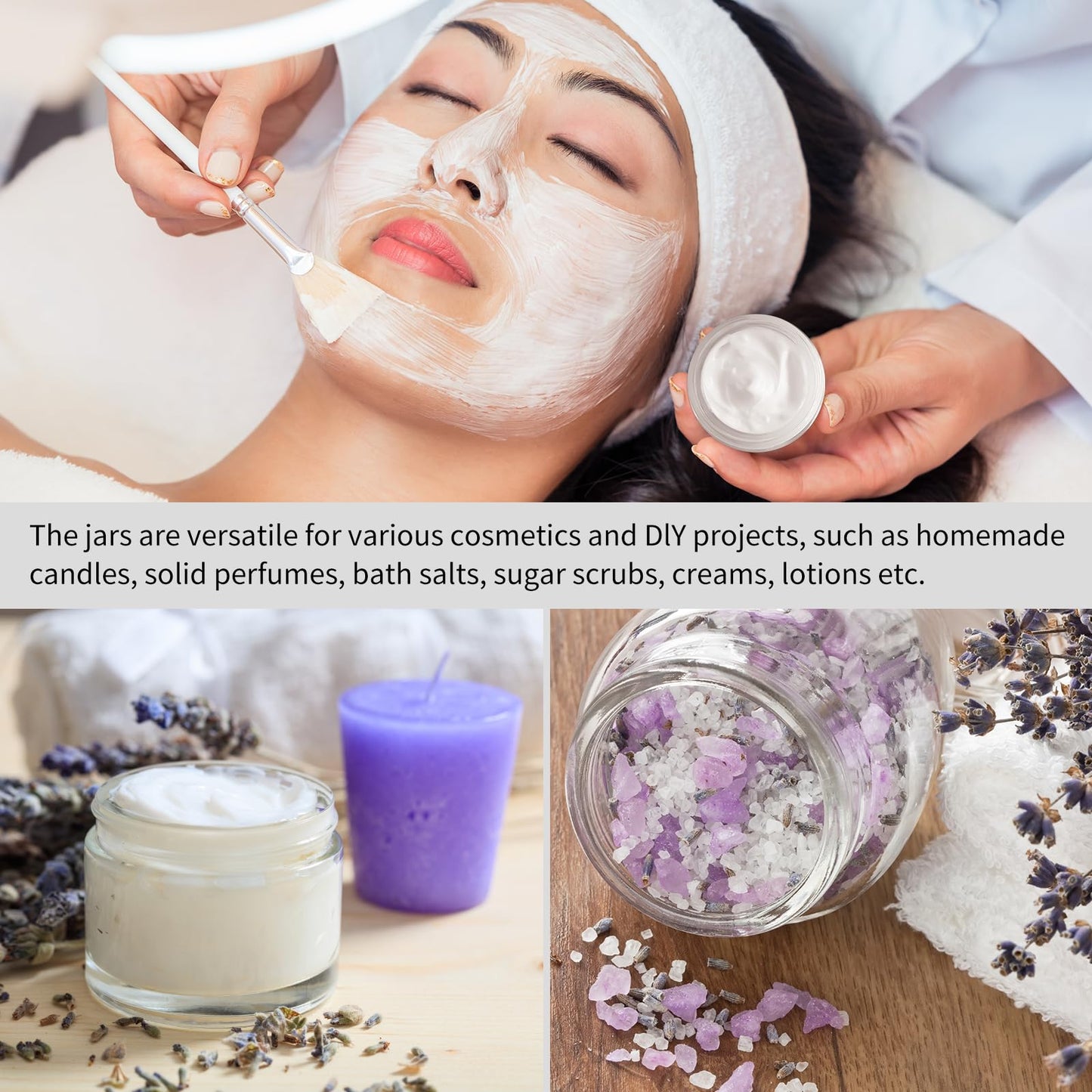 KEYWING 2oz Small Glass Jars with Black Lids, 35 Pack Clear Round Glass Cosmetic Jars with Inner Liners for Lotions, Powders and Ointments