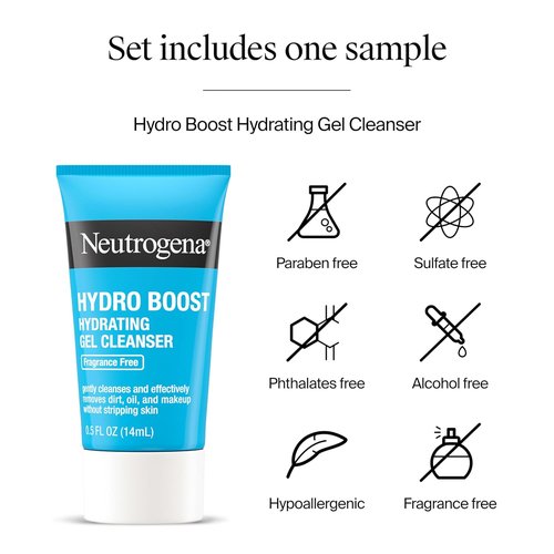 Neutrogena Hydro Boost Water Gel - Hydrating Hyaluronic Acid Facial Moisturizer for Oily Skin | 1.7 fl. oz + Trial Size Cleanser 0.5 fl. oz