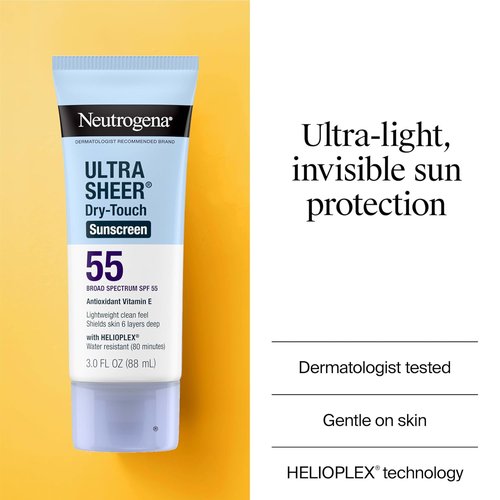 Neutrogena Ultra Sheer Sunscreen SPF 55 - Lightweight, Non-Greasy Protection | 3 fl oz Travel Size