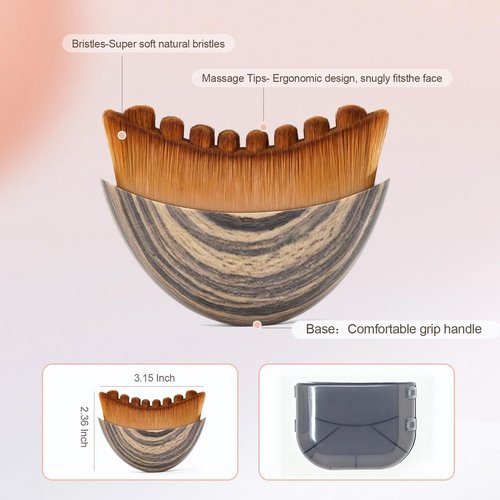2 PCS Lymphatic Contour Face Brush, Manual Lymphatic Drainage Massager, Natural Makeup Brushes with Durable Soft Bristles, Hypoallergenic Ergonomic Facial Cleansing Brush for Sculpting