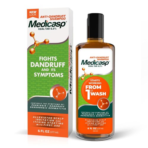 Medicasp Coal Tar Anti-Dandruff Shampoo - Alleviates Itchy Scalp & Treats Psoriasis | 6 Fl Oz