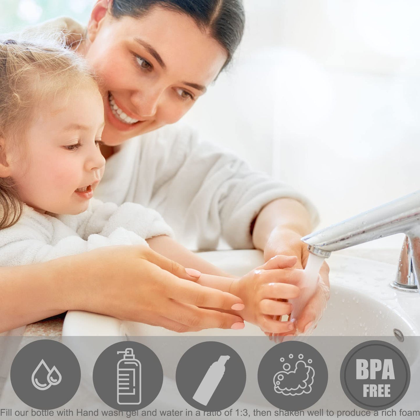 Lil Ray 50PCS Black Foam Bottle with Black Pump, Empty Travel Foaming Dispensers for Hand Soap,Lash Shampoo(2 Oz)