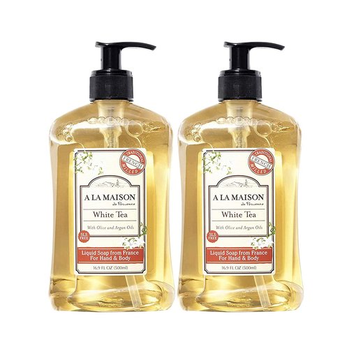 A LA MAISON French Liquid Hand Soap, White Tea - Natural Hand Wash Made with Essential Oils - Biodegradable, Plant-Based, Vegan, Cruelty-Free, Alcohol & Paraben Free (16.9 oz, 2 Pack)
