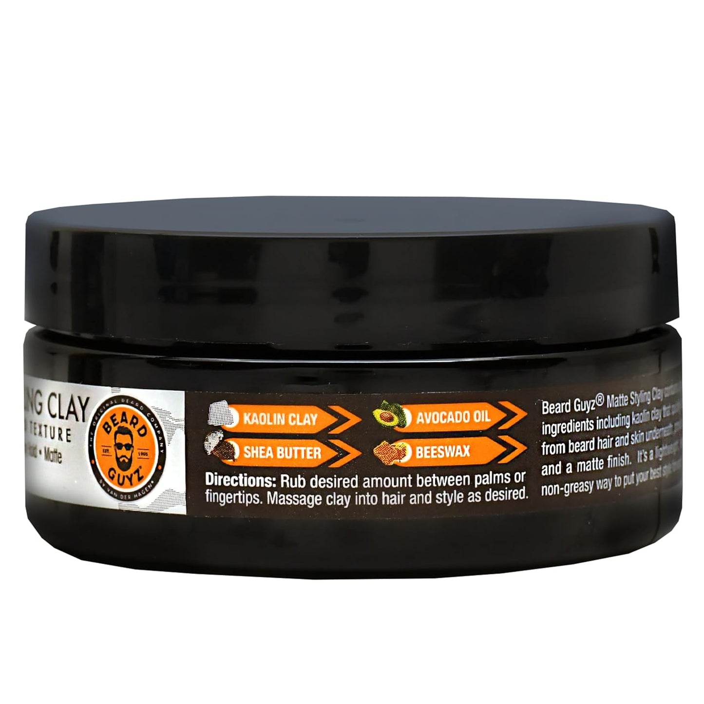 Beard Guyz Matte Styling Clay - Strong Hold for Beard & Hair - Natural Texture & Matte Finish, 3 oz