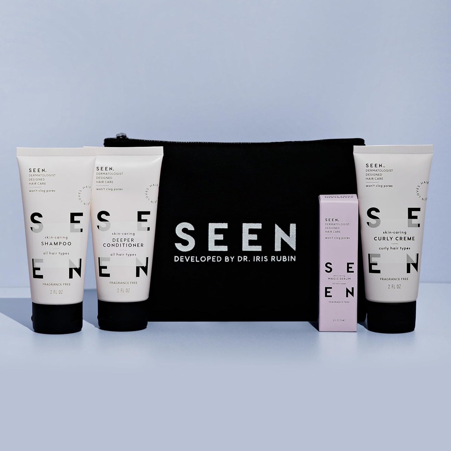 SEEN Curly On The Go Kit - Fragrance-Free Curl-Defining Hair Bundle | Non-Comedogenic & Safe for Sensitive Skin