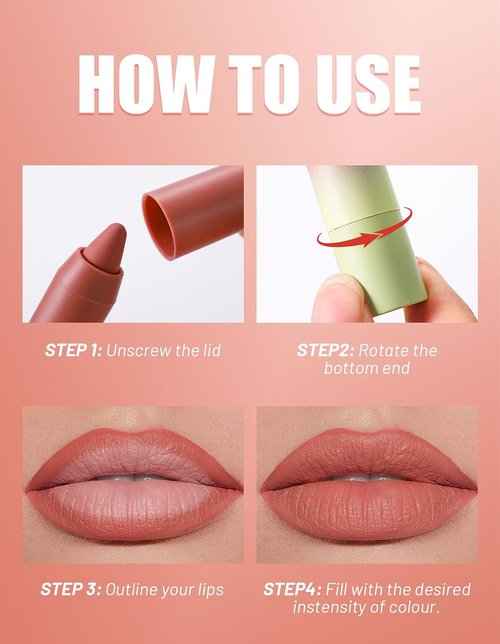 Erinde Matte Lipstick Crayon Set - 4 Long-Lasting Waterproof Velvet Shades | Vegan & Cruelty-Free