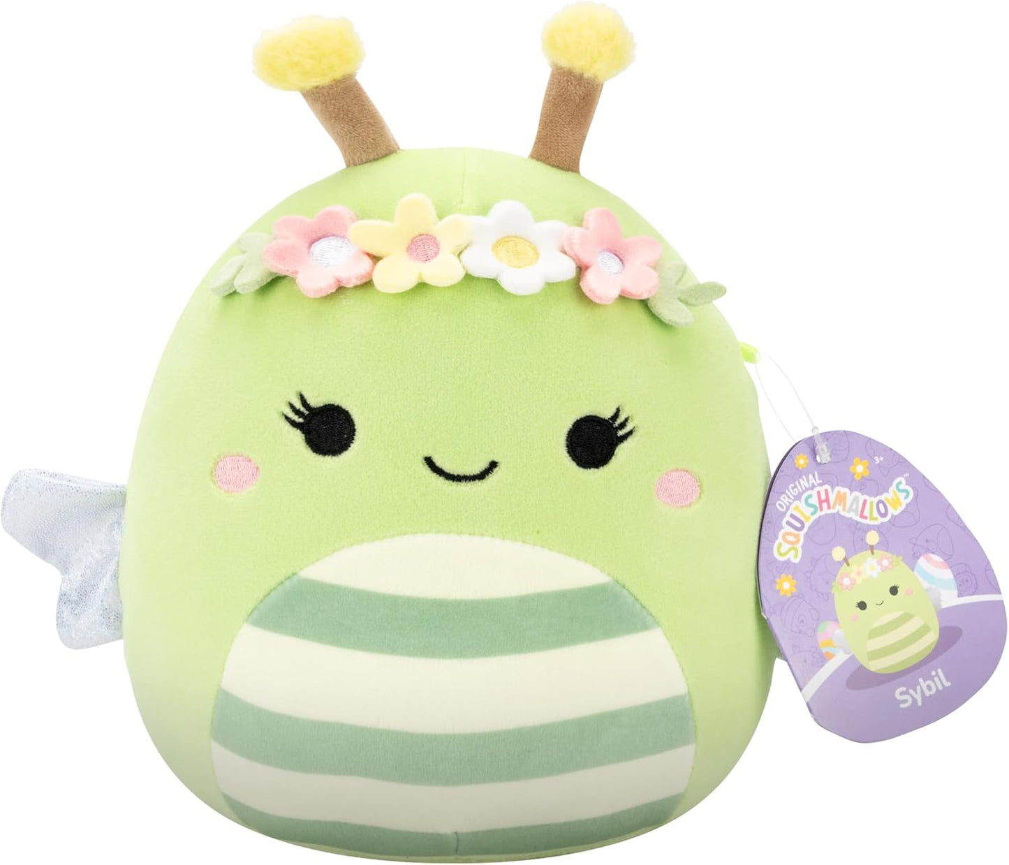 Squishmallows Original 14in Sybil The Green Bee with Flower Crown – Official Jazwares Plush (Large)
