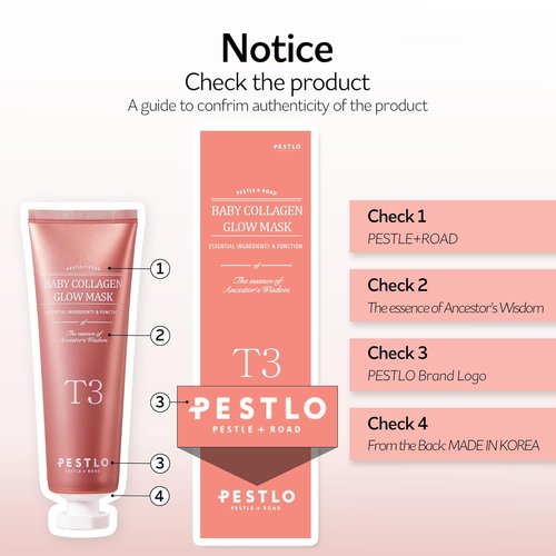 PESTLO Baby Collagen Glow Mask - Korean Peel-Off Facial Mask with Reallagen & T3 Vegan Collagen | Hydrating & Firming, 2.36 fl. oz