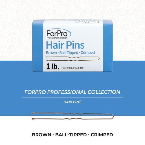 ForPro Professional Collection Hair Pins - 320 Count, Brown, 3" L, Ball-Tipped & Non-Damaging
