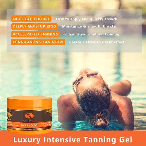 Intensive Tanning Gel,Natural Tanning Accelerator Cream, Luxury Tan Enhancer for Sunbeds and Outdoor Sun,Brown Tanning Gel,Moisture and Hydration -5.3 oz